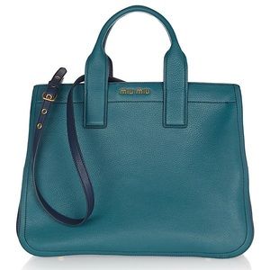 Miu Miu Two-Tone Textured Leather Tote